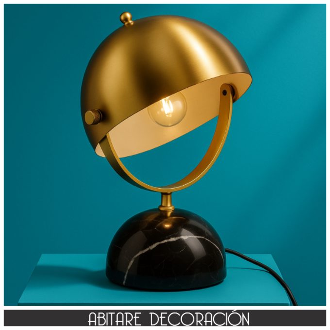 lámpara de mesa elegante mármol y metal dorado