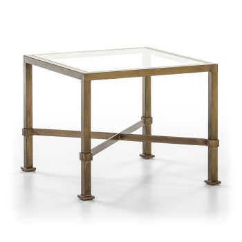 MESA AUXILIAR 60x60x60 CRISTAL-METAL DORADO ANTIQUE