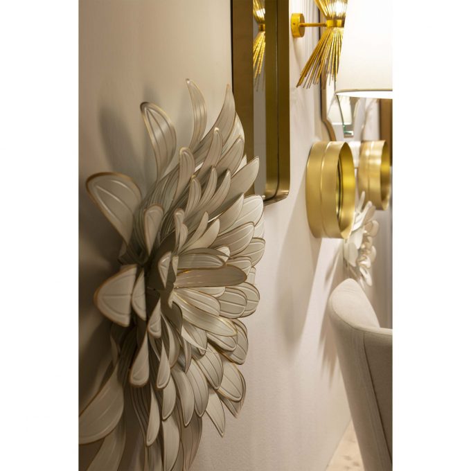 Escultura 80x12 Metal Blanco-Dorado
