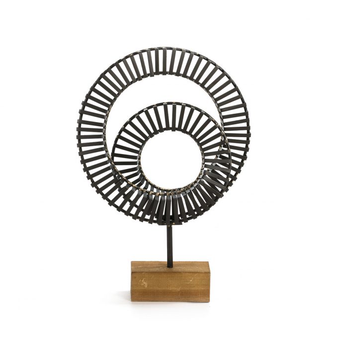 FIGURA 40x8x58 MADERA NATURAL-METAL NEGRO-DORADO