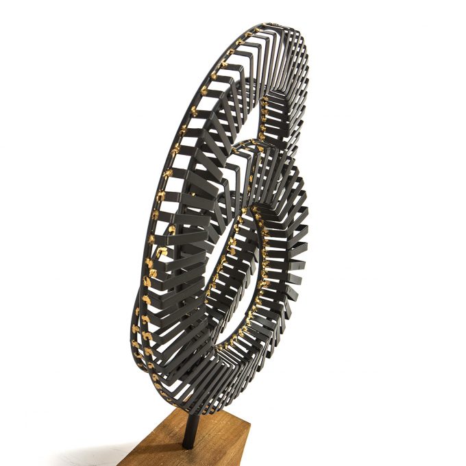 FIGURA 40x8x58 MADERA NATURAL-METAL NEGRO-DORADO