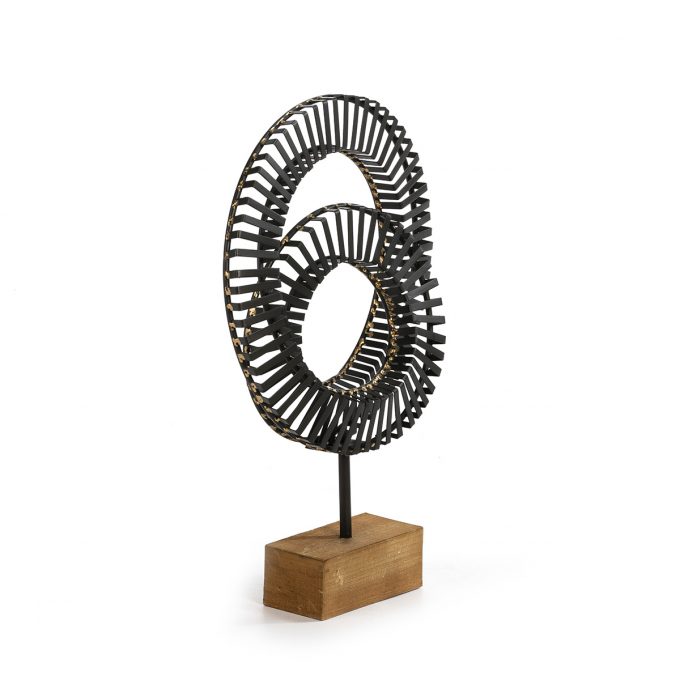 FIGURA 40x8x58 MADERA NATURAL-METAL NEGRO-DORADO
