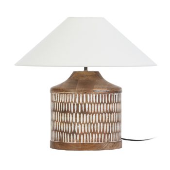 LAMPARA SOBREMESA 27x27x35 MADERA BLANCO LAVADO-SIN PANTALLA