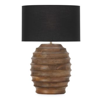 LAMPARA SOBREMESA 18x18x48 MADERA COLOR NOGAL-METAL DORADO-SIN PANTALLA