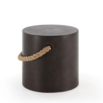 TABURETE 40x40x40 CON ASA CUERDA-CEMENTO NEGRO