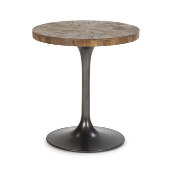 mesa de centro de madera y metal negro