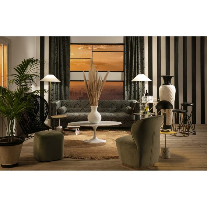 ANFORA 50x50x150 TERRACOTA CREMA-NEGRO