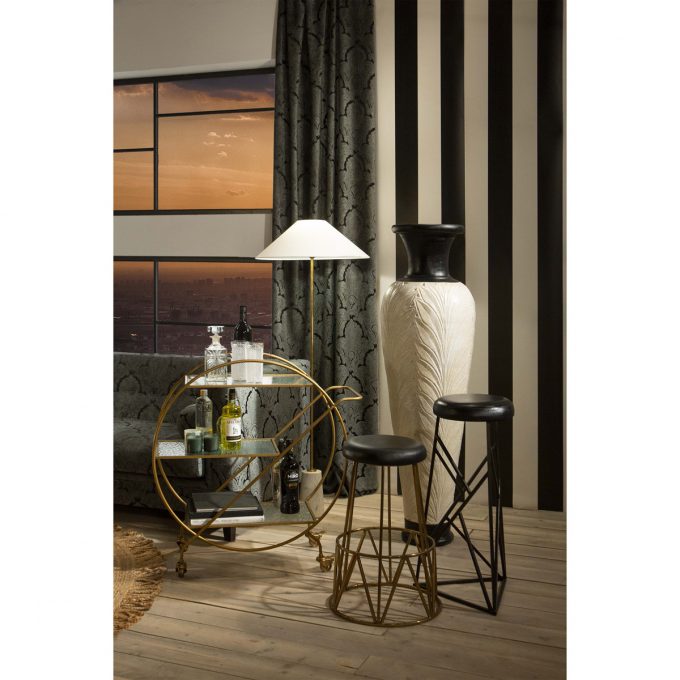 ANFORA 50x50x150 TERRACOTA CREMA-NEGRO