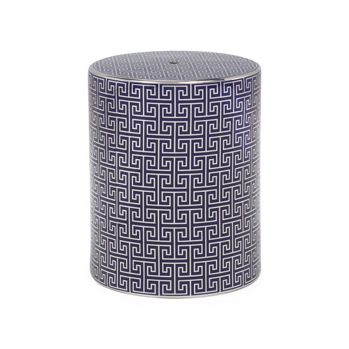 taburete cerámica azul plateado