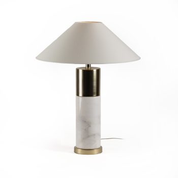 Lámpara de Sobremesa sin pantalla 15x15x60 Mármol-Metal -- Blanco-Dorado