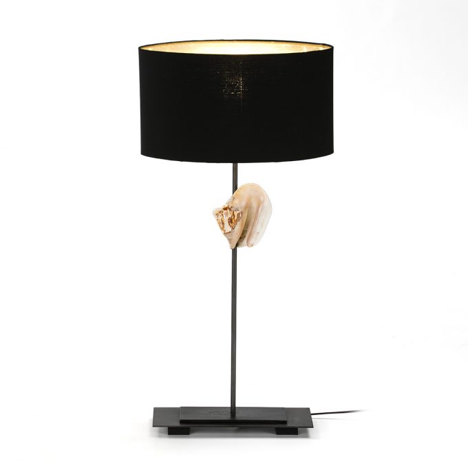 LAMPARA SOBREMESA 30x13x53 NACAR-METAL CON PANTALLA NEGRO