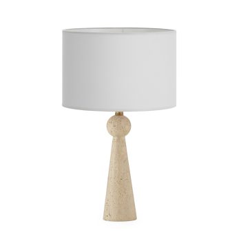 Lámpara de Sobremesa sin pantalla 12x12x56 Mármol Travertino-Metal -- Crema-Dorado