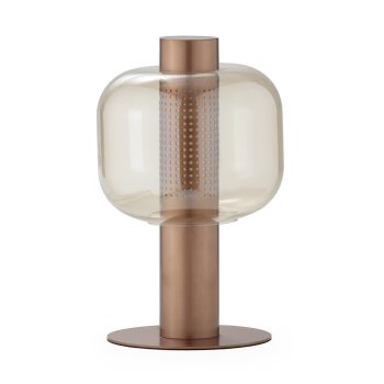 Lámpara de Sobremesa 22x22x41 Metal/Cristal -- Marron Antique/Ámbar