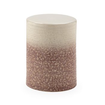 Taburete bajo de cerámica blanco coral decorativo como asiento auxiliar