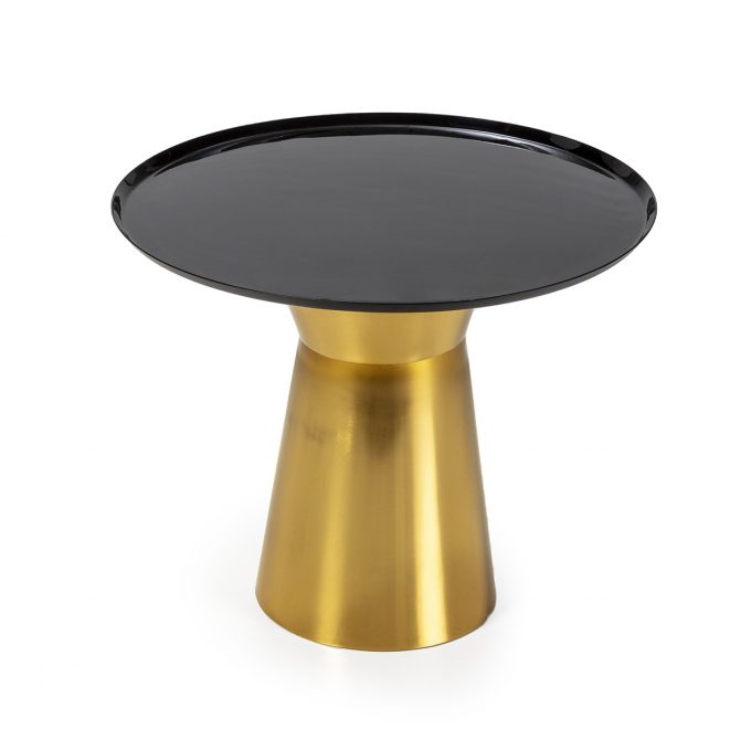 mesa auxiliar metal negro dorado
