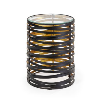 mesa auxiliar redonda cristal metal