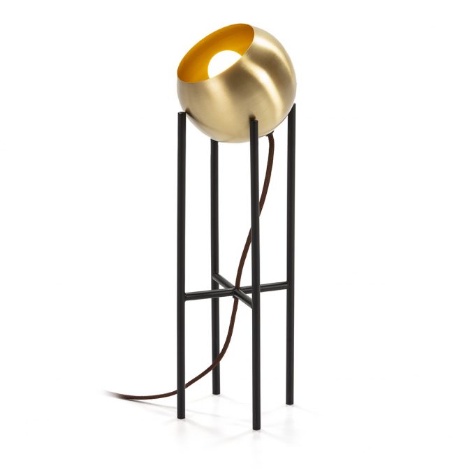 lámpara mesa metal dorado negro