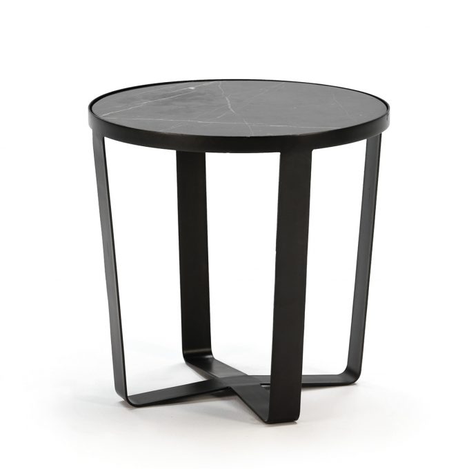 Mesa Auxiliar 55x55x55 Metal-Mármol Negro Mate