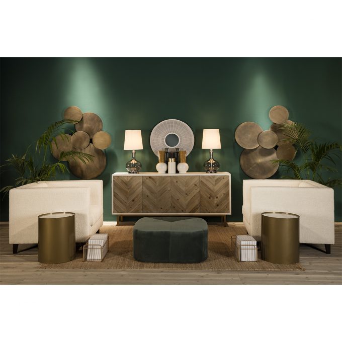 MESA AUXILIAR 40x40x50 METAL DORADO-MARMOL BLANCO