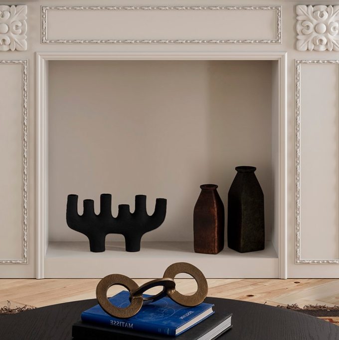 candelabro metal azul oscuro para 6 velas decoracion de interiores