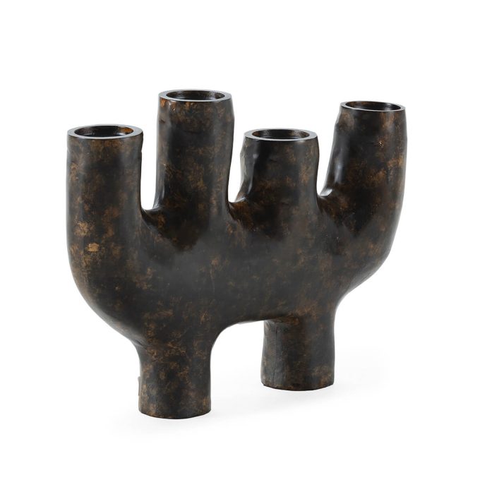 candelabro de metal bronce envejecido para 4 velas