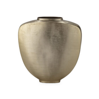 Jarrón decorativo metálico dorado envejecido