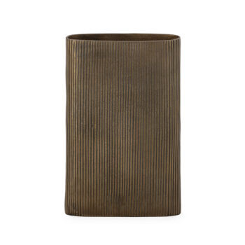 Jarrón decorativo metálico dorado envejecido