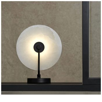 lámpara de mesa elegante mármol y metal negro