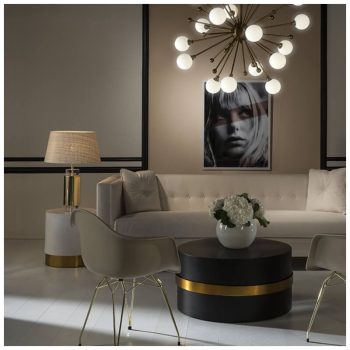 lampara acrílico dorado