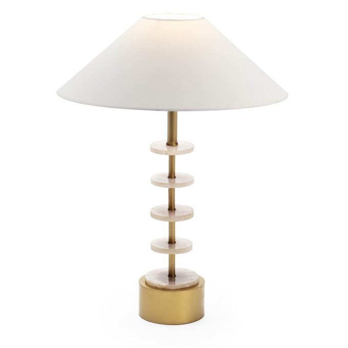 Lámpara de Sobremesa sin pantalla 12x12x49 Metal-Cuarzo Dorado-Rosa