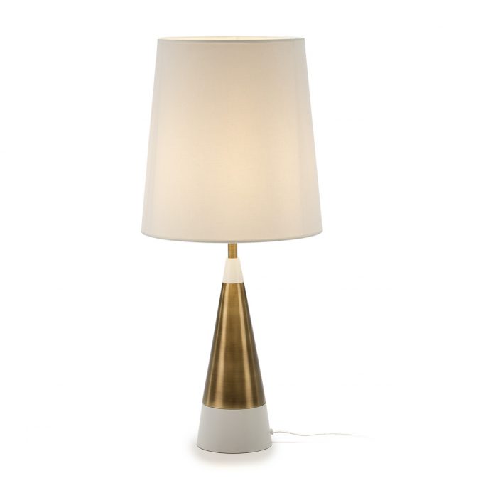 lampara de mesa dorada metal
