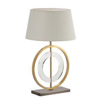 LAMPARA SOBREMESA 35x12x40 ACERO NIQUEL-LATON DORADO-ACRILICO TRANSPARENTE SIN PANTALLA