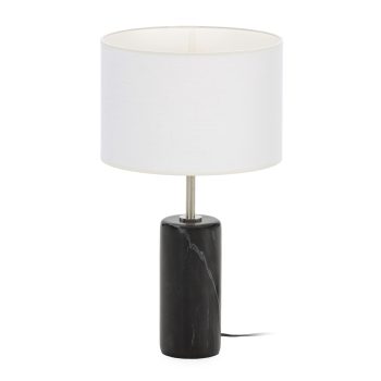 LAMPARA SOBREMESA 10x10x40 MARMOL NEGRO-LATON NIQUEL SIN PANTALLA