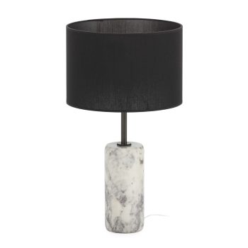 LAMPARA SOBREMESA 10x10x40 MARMOL BLANCO-LATON PLOMO