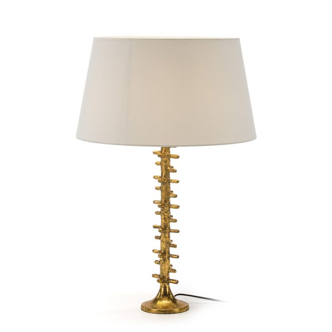 lámpara de mesa dorada metal