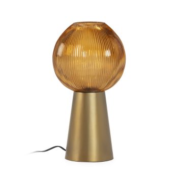 LAMPARA SOBREMESA 23x23x43,5 METAL DORADO-CRISTAL AMBAR-SIN PANTALLA