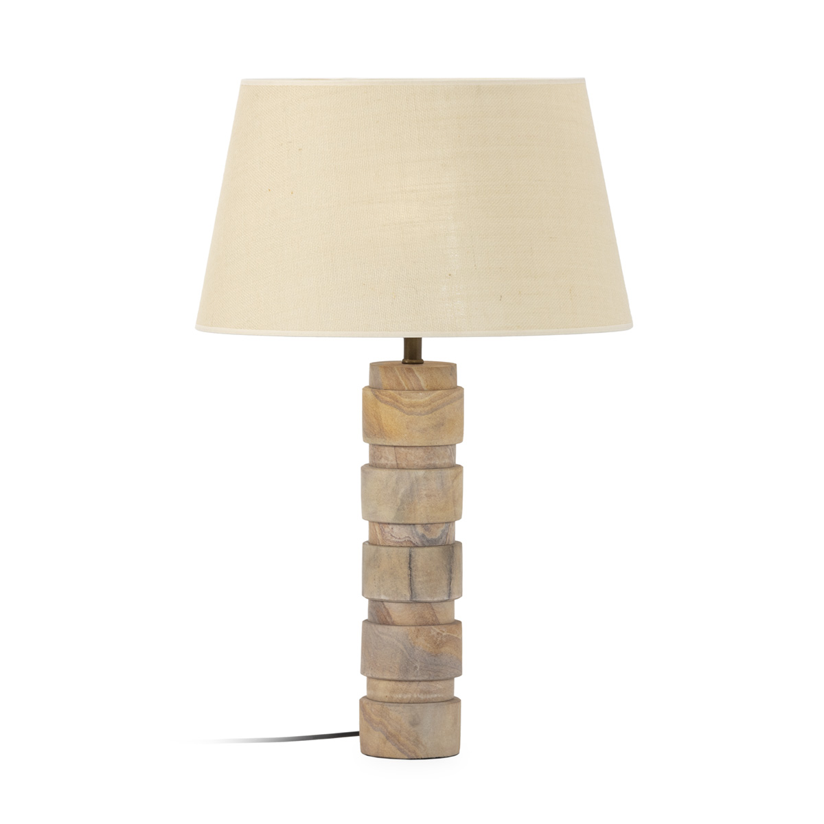 LAMPARA SOBREMESA 11x11x49 TRAVERTINO-METAL DORADO SIN PANTALLA