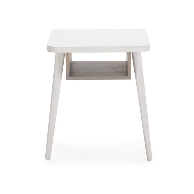 Mesa Auxiliar 50x50x60 Madera Blanco-Natural con Pátina Gris