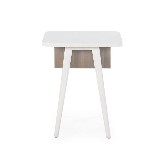 Mesa Auxiliar 50x50x60 Madera Blanco-Natural con Pátina Gris
