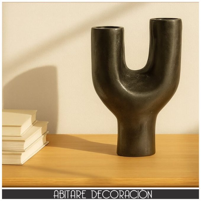 candelabro doble de diseño en níquel envejecido