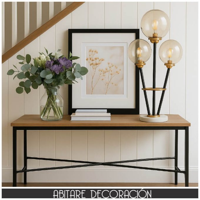 LAMPARA SOBREMESA 35x35x67 METAL DORADO-NEGRO-MARMOL BLANCO-CRISTAL AMBAR