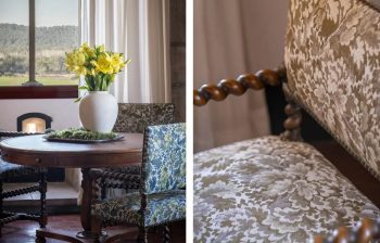 Tela jacquard decorativa con motivos vegetales para tapizar