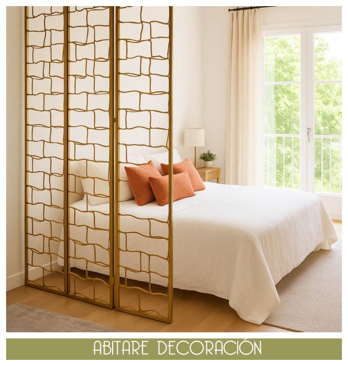 biombo de metal dorado para dormitorios