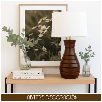 lámpara sobremesa nogal para salón dormitorio