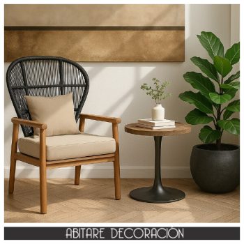 mesa auxiliar rústica y moderna madera y metal negro