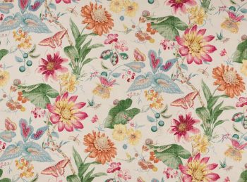 tela de algodon con flores multicolor para decoracion