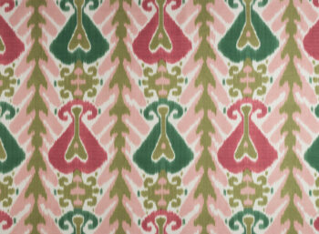 tela ikat fucsia y verde algodón