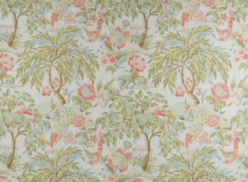 tela estampada algodn y lino botánica aves color naranja