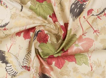 tela decoracion flores y aves