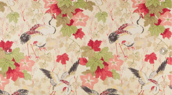 Tela estampada flores y aves algodón natural